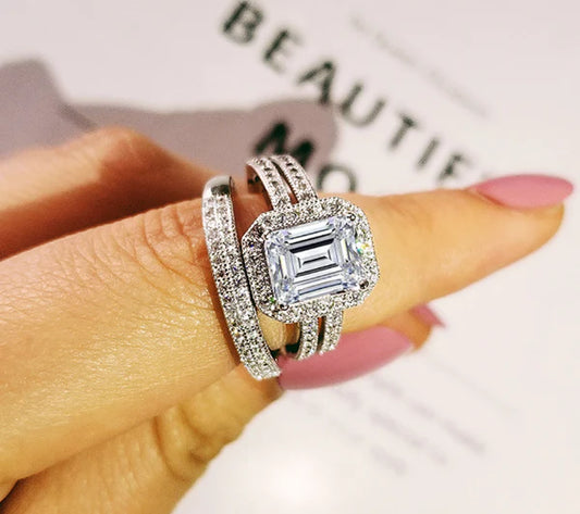 RHODIUM PLATED LUXURY RING SET OF 2.